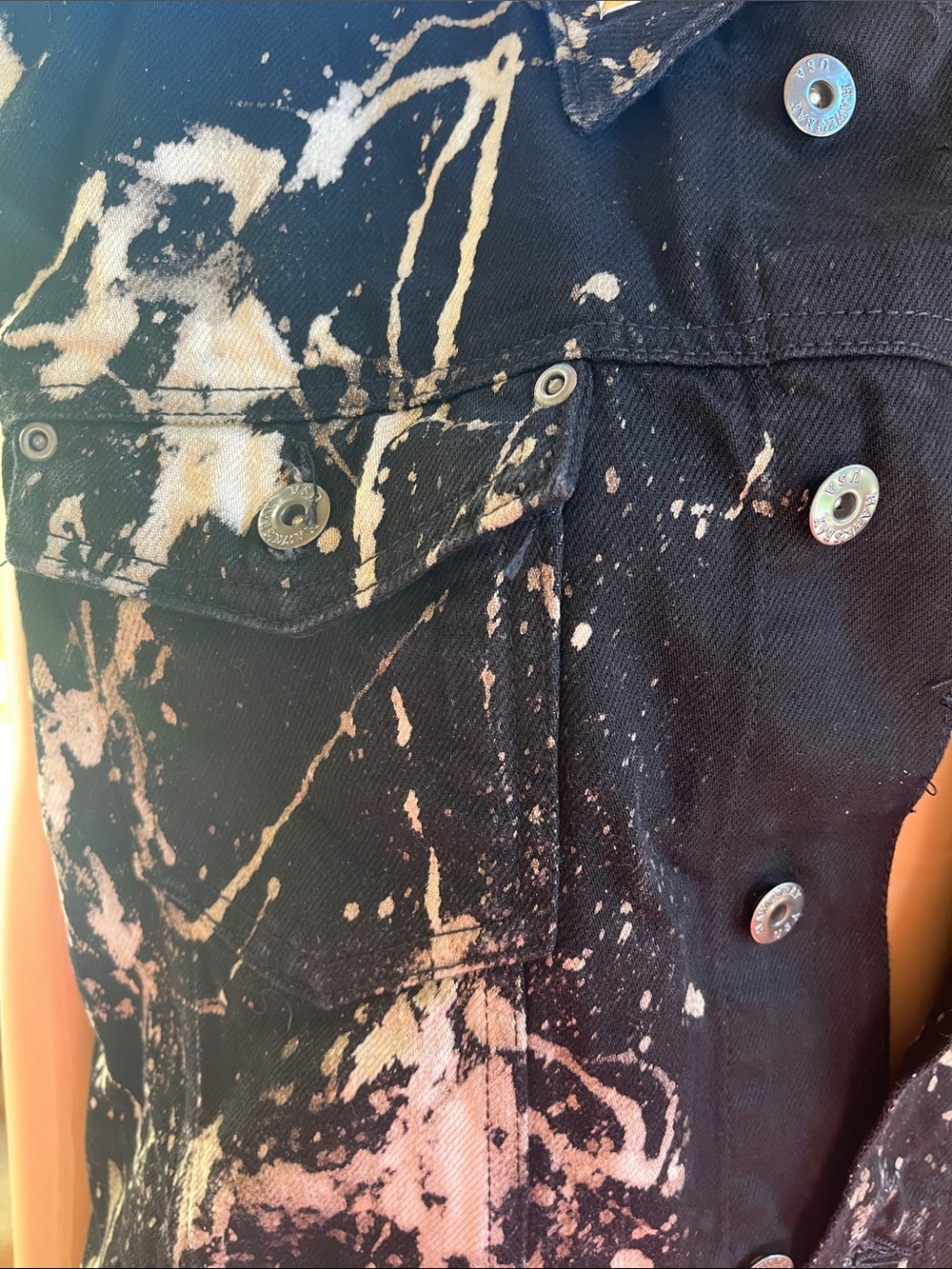 Black Paint-Splatter Denim Vest - Picture 5 of 9